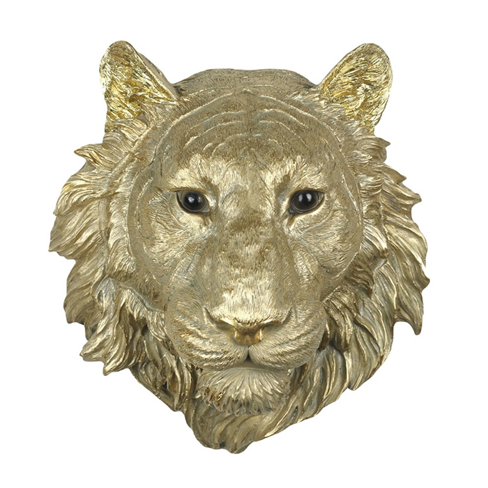 Resin Gold Tiger Head Wall Art - Click Image to Close